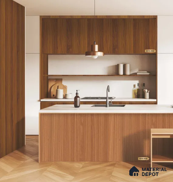 Wooden Look LM 19484 Chesterfield Oak Regal Walnut Texture Finish 8 ft x 4 ft Decorative Laminate - 1 mm | Suitable for TV Unit, Wardrobe, Kitchen Cabinets