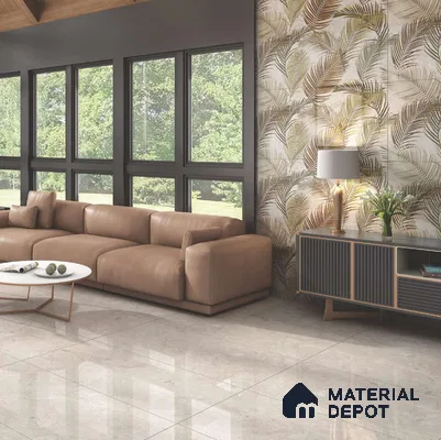 Grey Stone Floor & Wall Tile TL 06692 Gravier Arctic Glow 2 ft x 4 ft Vitrified Glossy Finish - 9 mm | 8 Random Design | Suitable for Living Room, Bedroom, Bathroom