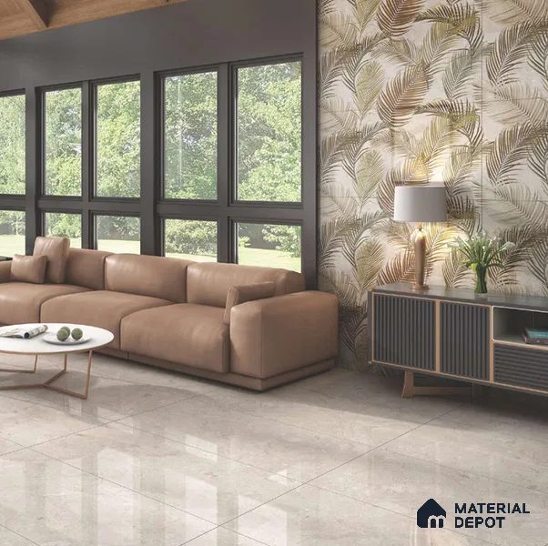 Grey Stone Floor & Wall Tile TL 06692 Gravier Arctic Glow 2 ft x 4 ft Vitrified Glossy Finish - 9 mm | 8 Random Design | Suitable for Living Room, Bedroom, Bathroom
