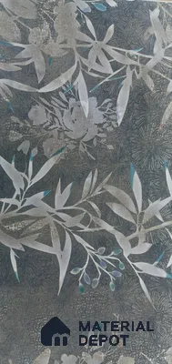 Cement Wall Tile TL 06795 Midnight Bloom 2 ft x 1 ft Grey Ceramic Glossy Finish Tile - 9 mm | Ideal for Living Room, Bathroom, Kitchen