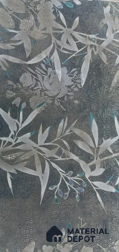 Cement Wall Tile TL 06795 Midnight Bloom 2 ft x 1 ft Grey Ceramic Glossy Finish Tile - 9 mm | Ideal for Living Room, Bathroom, Kitchen