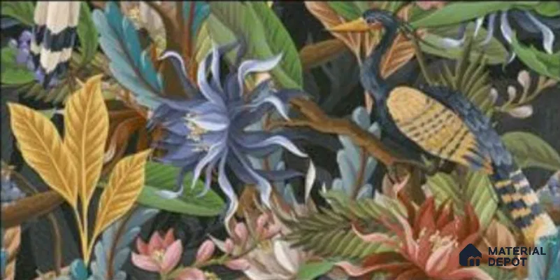 Tropical Wall Tile TL 06782 B Jungle Shadow B 2 ft x 1 ft Multi Colour Ceramic Matte Finish Pattern 2 Tile - 9 mm | Ideal for Living Room, Bathroom, Kitchen | Please Expect a Slight Variation of Pattern