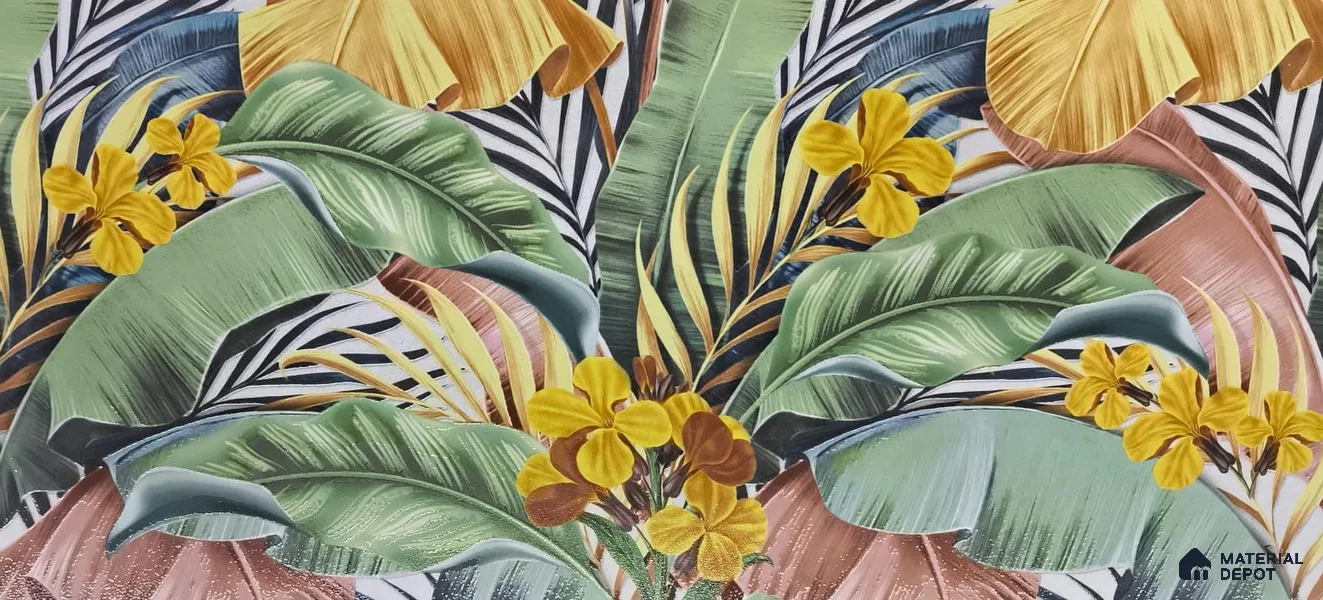 Tropical Wall Tile TL 06800 B Jungle Light B 2 ft x 1 ft Multi Colour Ceramic Matte Finish Pattern 2 Tile - 9 mm | Ideal for Living Room, Bathroom, Kitchen | Please Expect a Slight Variation of Pattern