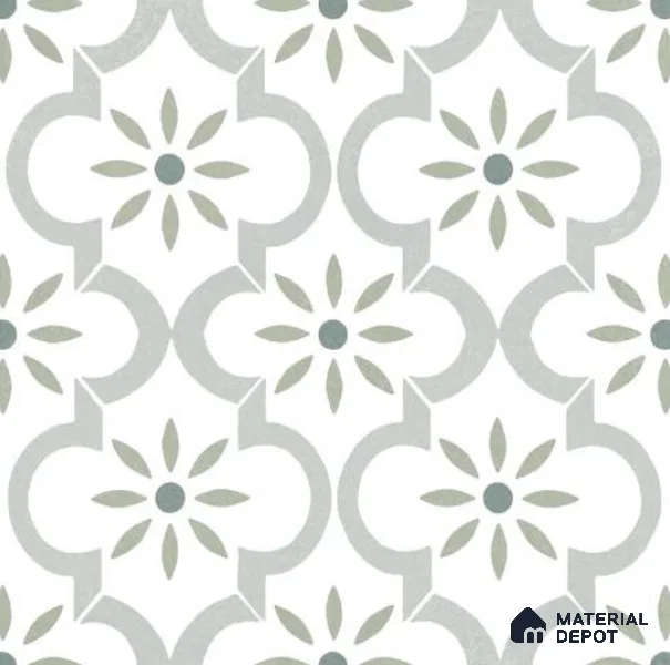 Moroccan Wall & Floor Tile TL 06792 Tashkent Olive 1 ft x 1 ft Green Ceramic Glossy Finish Tile - 10 mm | Suitable for Bathroom, Kitchen, Balcony | Please Expect a Slight Variation of Pattern