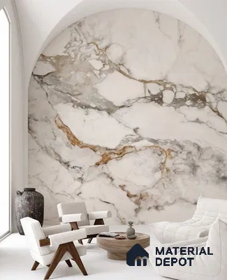 White Marble Look PVC High Gloss Finish UV Marble Polygranite Sheets 8 ft x 4 ft | LM 19517 - 3 mm
