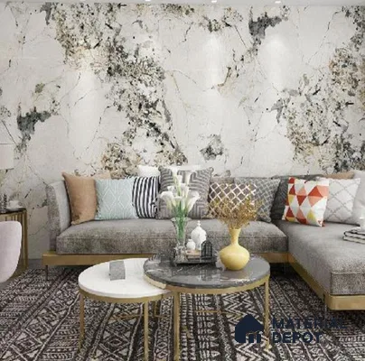 White Marble Look PVC High Gloss Finish UV Marble Polygranite Sheets 8 ft x 4 ft | LM 19525 - 3 mm
