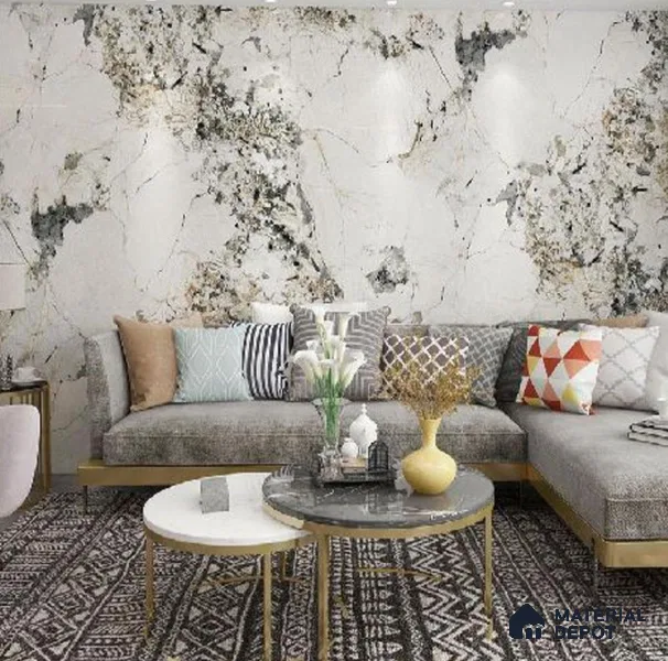 White Marble Look PVC High Gloss Finish UV Marble Polygranite Sheets 8 ft x 4 ft | LM 19525 - 3 mm