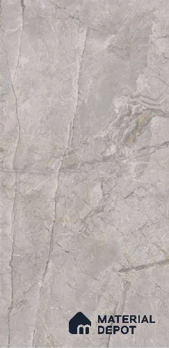 Grey Marble Floor & Wall Tile TL 06708 B Gravier Serene Grey 2 ft x 4 ft Vitrified Glossy Finish - 9 mm | 8 Random Design | Suitable for Living Room, Bedroom, Bathroom