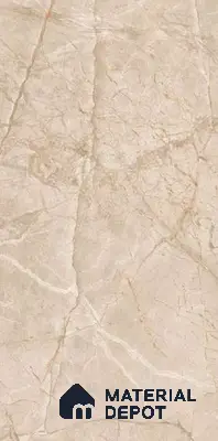 Brown Marble Floor & Wall Tile TL 06708 Gravier Serene Beige 2 ft x 4 ft Vitrified Glossy Finish - 9 mm | 8 Random Design | Suitable for Living Room, Bedroom, Bathroom