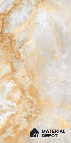 Multi Colour Marble Floor & Wall Tile TL 06716 C Gravier Solar Onyx 2 ft x 4 ft Vitrified Carving Matte Finish - 9 mm | 10 Random Design | Suitable for Living Room, Bedroom, Bathroom