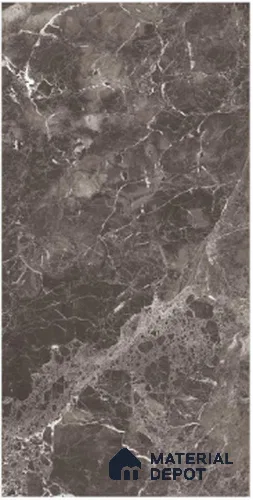 Grey Marble Floor & Wall Tile TL 06803 C Gravier Mystique Obsidian 4 ft x 2 ft Vitrified High Gloss Finish - 9 mm | 4 Random Design | Suitable for Living Room, Bedroom, Bathroom