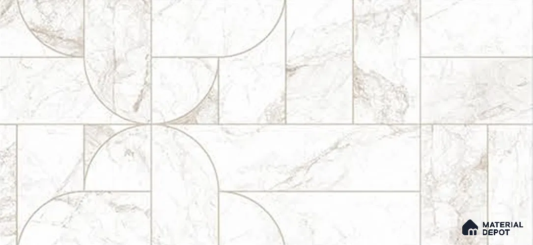 White Highlighter Wall Tile TL 06747 B Gravier Crowned Bronze Etch 5.2 ft x 2.6 ft Vitrified Carving Satin Finish - 9 mm |  | Suitable for Living Room, Bedroom, Bathroom