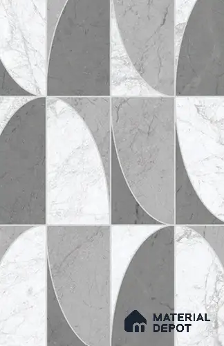 Grey Highlighter Wall Tile TL 06754 B Gravier Alpine Grey Etch 5.2 ft x 2.6 ft Vitrified Carving Satin Finish - 9 mm |  | Suitable for Living Room, Bedroom, Bathroom