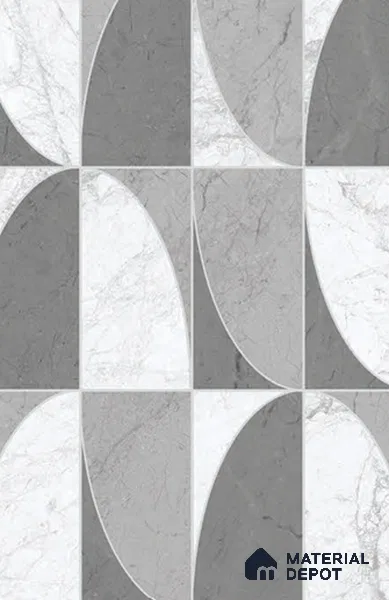 Grey Highlighter Wall Tile TL 06754 B Gravier Alpine Grey Etch 5.2 ft x 2.6 ft Vitrified Carving Satin Finish - 9 mm |  | Suitable for Living Room, Bedroom, Bathroom