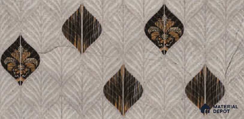 Grey Punch Wall Tile TL 06757 C Lustra Aegean Motif 2 ft x 1 ft Ceramic Carving Glossy Finish - 9 mm |  | Suitable for Living Room, Bedroom, Bathroom