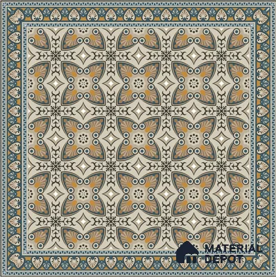 Moroccan Carpet Wall & Floor Tile TL 06683 C Barcelona Ivory 1 ft x 1 ft Brown Ceramic Glue Matte Finish Centre Tile - 9 mm | Ideal for Living Room, Kithen, Bathroom | Please Expect a Slight Variation of Pattern