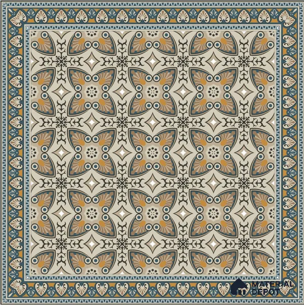 Moroccan Carpet Wall & Floor Tile TL 06683 C Barcelona Ivory 1 ft x 1 ft Brown Ceramic Glue Matte Finish Centre Tile - 9 mm | Ideal for Living Room, Kithen, Bathroom | Please Expect a Slight Variation of Pattern