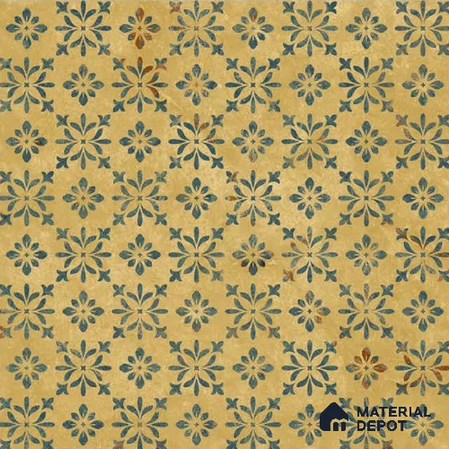 Yellow Moroccan Floor & Wall Tile TL 06807 Lustra Antique Mustardstone 2 ft x 2 ft Vitrified Carving Matte Finish - 9 mm | Suitable for Living Room, Bedroom, Bathroom | Please Expect a Slight Variation of Pattern