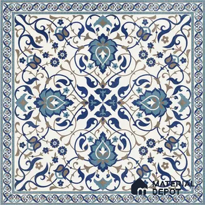 Blue Moroccan Floor & Wall Tile TL 06811 B Lustra Enchanted Mint Bloom 2 ft x 2 ft Vitrified Carving Matte Finish - 9 mm | Suitable for Living Room, Bedroom, Bathroom | Please Expect a Slight Variation of Pattern