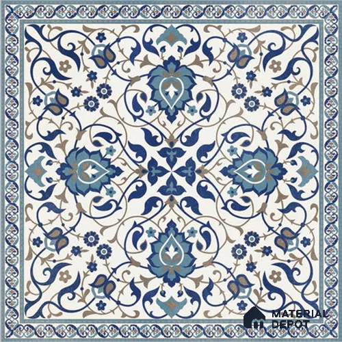 Blue Moroccan Floor & Wall Tile TL 06811 B Lustra Enchanted Mint Bloom 2 ft x 2 ft Vitrified Carving Matte Finish - 9 mm | Suitable for Living Room, Bedroom, Bathroom | Please Expect a Slight Variation of Pattern