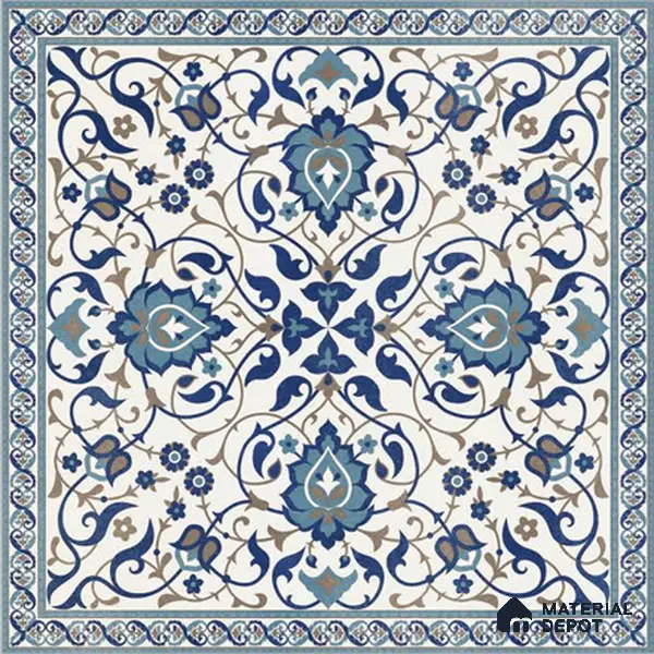 Blue Moroccan Floor & Wall Tile TL 06811 B Lustra Enchanted Mint Bloom 2 ft x 2 ft Vitrified Carving Matte Finish - 9 mm | Suitable for Living Room, Bedroom, Bathroom | Please Expect a Slight Variation of Pattern