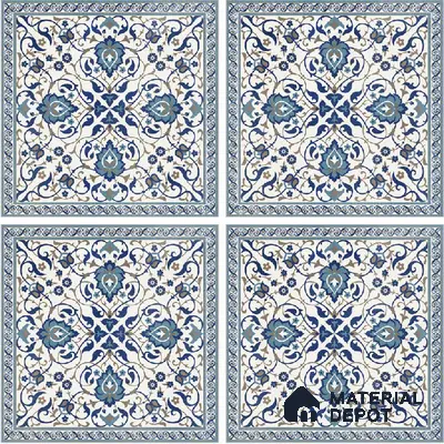 Blue Moroccan Floor & Wall Tile TL 06811 B Lustra Enchanted Mint Bloom 2 ft x 2 ft Vitrified Carving Matte Finish - 9 mm | Suitable for Living Room, Bedroom, Bathroom | Please Expect a Slight Variation of Pattern