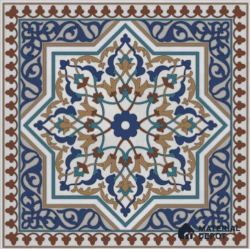 Moroccan Floor & Wall Tile TL 06808 Lustra Azure Arabesque 2 ft x 2 ft Vitrified Carving Matte Finish - 9 mm | Suitable For Kitchen, Accent/Feature Wall, Dining Area | Please Expect a Slight Variation of Pattern