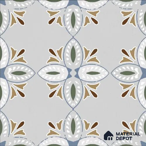 Moroccan Wall & Floor Tile TL 06663 Julia 1 ft x 1 ft Grey Ceramic Carving Matte Finish Tile - 9 mm | Suitable for Bathroom, Kitchen, Balcony | Please Expect a Slight Variation of Pattern