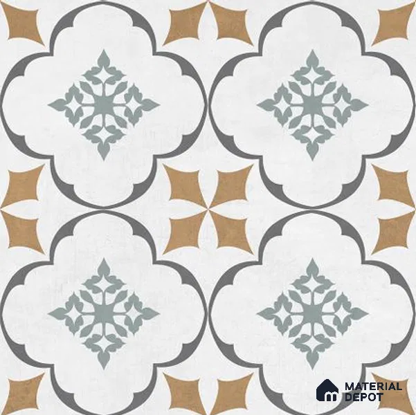 Moroccan Wall & Floor Tile TL 06671 Fabola 1 ft x 1 ft Multi Colour Ceramic Glue Matte Finish Tile - 9 mm | Suitable for Bathroom, Kitchen, Balcony | Please Expect a Slight Variation of Pattern