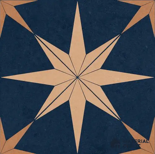 Moroccan Wall & Floor Athangudi Tile TL 06675 Riga 1 ft x 1 ft Blue Ceramic Glue Matte Finish Tile - 9 mm | Ideal for Living Room, Bathroom, Kitchen | Please Expect a Slight Variation of Pattern