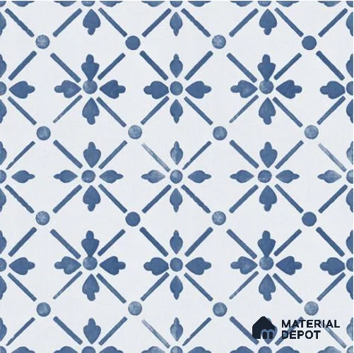 Moroccan Wall & Floor Tile TL 06678 Vasari 1 ft x 1 ft Blue Ceramic Glue Matte Finish Tile - 9 mm | Ideal for Living Room, Bathroom, Kitchen | Please Expect a Slight Variation of Pattern