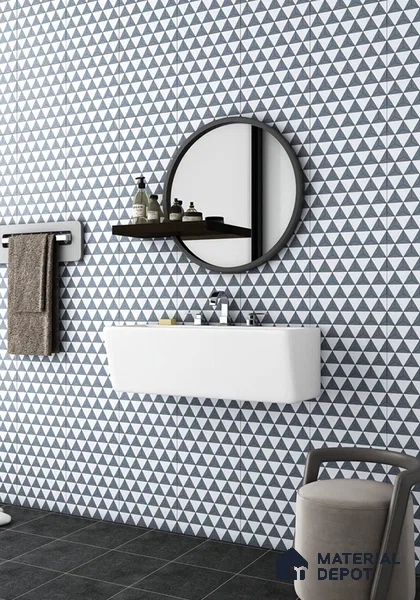 Moroccan Wall & Floor Tile TL 06666 Canaletto 1 ft x 1 ft Grey Ceramic Glue Matte Finish Tile - 9 mm | Ideal for Living Room, Bathroom, Kitchen | Please Expect a Slight Variation of Pattern (Sample)
