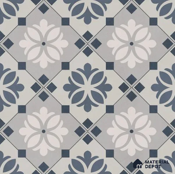 Moroccan Wall & Floor Tile TL 06665 C Aceo 1 ft x 1 ft Light Blue Ceramic Glue Matte Finish Tile - 9 mm | Suitable for Bathroom, Kitchen, Balcony | Please Expect a Slight Variation of Pattern