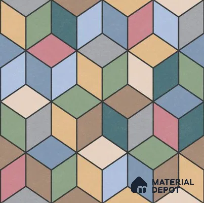 Moroccan Wall & Floor Tile TL 06676 Norland 1 ft x 1 ft Multi Colour Ceramic Glue Matte Finish Tile - 9 mm | Ideal for Living Room, Bathroom, Kitchen | Please Expect a Slight Variation of Pattern