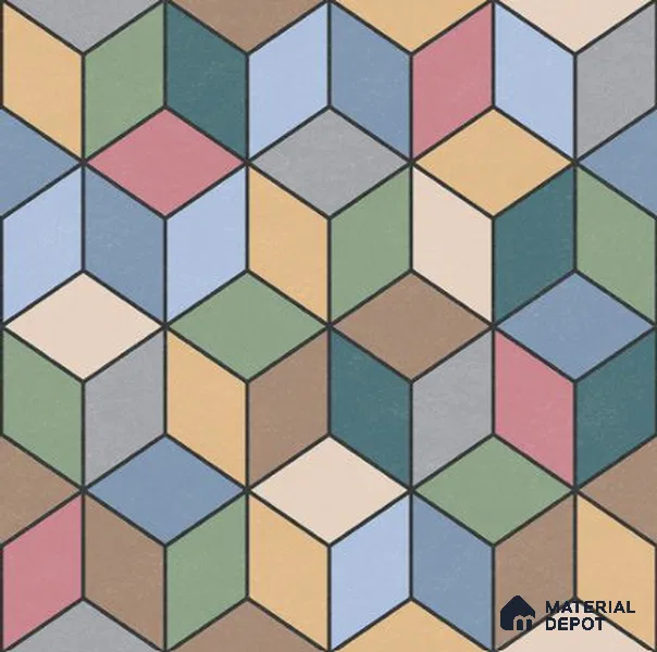 Moroccan Wall & Floor Tile TL 06676 Norland 1 ft x 1 ft Multi Colour Ceramic Glue Matte Finish Tile - 9 mm | Ideal for Living Room, Bathroom, Kitchen | Please Expect a Slight Variation of Pattern