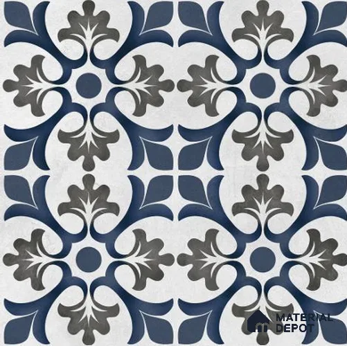 Moroccan Wall & Floor Tile TL 06680 Vectorian 1 ft x 1 ft Blue Ceramic Glue Matte Finish Tile - 9 mm | Ideal for Living Room, Bathroom, Kitchen | Please Expect a Slight Variation of Pattern