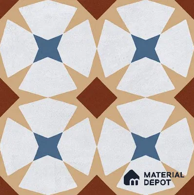 Moroccan Wall & Floor Tile TL 06672 Cavan 1 ft x 1 ft Multi Colour Ceramic Glue Matte Finish Tile - 9 mm | Ideal for Living Room, Bathroom, Kitchen | Please Expect a Slight Variation of Pattern