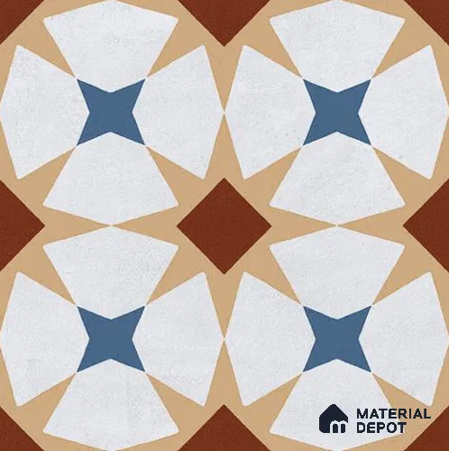 Moroccan Wall & Floor Tile TL 06672 Cavan 1 ft x 1 ft Multi Colour Ceramic Glue Matte Finish Tile - 9 mm | Suitable for Bathroom, Kitchen, Balcony | Please Expect a Slight Variation of Pattern