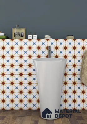 Moroccan Wall & Floor Tile TL 06672 Cavan 1 ft x 1 ft Multi Colour Ceramic Glue Matte Finish Tile - 9 mm | Ideal for Living Room, Bathroom, Kitchen | Please Expect a Slight Variation of Pattern