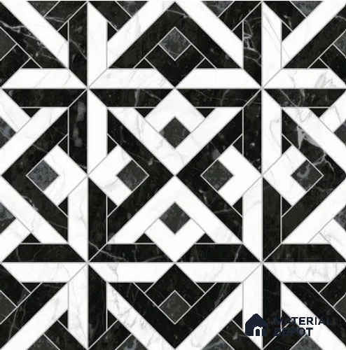 Moroccan Wall & Floor Tile TL 06686 Diamante 1 ft x 1 ft Black Ceramic Luster Matte Finish Tile - 9 mm | Ideal for Living Room, Bathroom, Kitchen | Please Expect a Slight Variation of Pattern