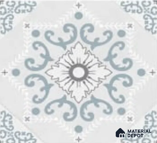 Moroccan Wall & Floor Tile TL 06794 Snowveil Elisa 1 ft x 1 ft Grey Ceramic Glossy Finish Tile - 10 mm | Ideal for Living Room, Bathroom, Kitchen | Please Expect a Slight Variation of Pattern