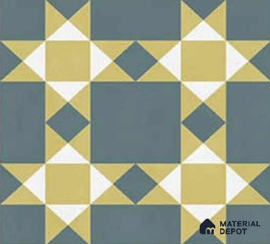 Moroccan Wall & Floor Athangudi Tile TL 06790 Desert Whisper 1 ft x 1 ft Blue Ceramic Glossy Finish Tile - 10 mm | Ideal for Living Room, Bathroom, Kitchen | Please Expect a Slight Variation of Pattern