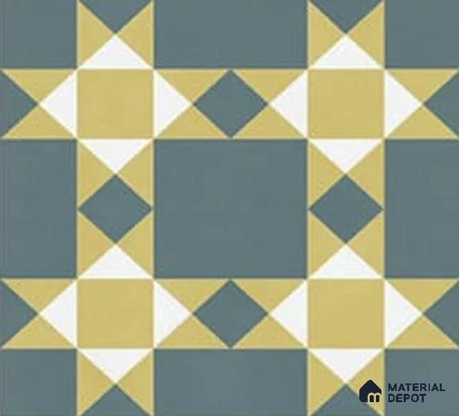 Moroccan Wall & Floor Athangudi Tile TL 06790 Desert Whisper 1 ft x 1 ft Blue Ceramic Glossy Finish Tile - 10 mm | Suitable for Bathroom, Kitchen, Balcony | Please Expect a Slight Variation of Pattern