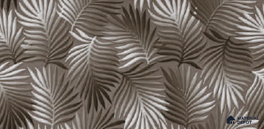 Brown Highlighter Wall Tile TL 06760 C Lustra Verdant Radiance 2 ft x 1 ft Ceramic Carving Glossy Finish - 9 mm | | Suitable for Living Room, Bedroom, Bathroom