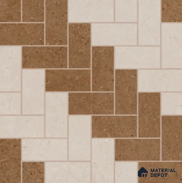 Multi Colour Stone Floor Tile TL 06827 Lustra Riverbed Beige 2 ft x 2 ft Vitrified Carving Matte Finish - 12 mm | Suitable for Living Room, Bedroom, Bathroom