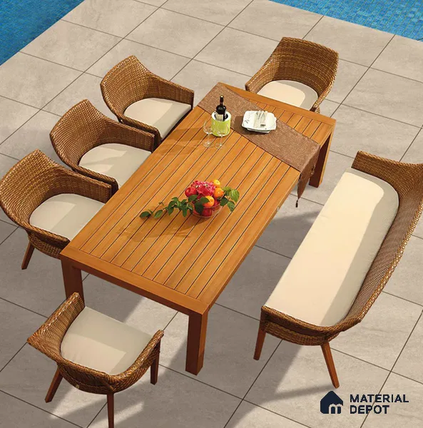 Stone Floor Tile TL 06824 Rust Beige 2 ft x 2 ft Matte Finish Anti Skid Vitrified Tile - 12 mm | 4 Random Design | Suitable for Balcony, Terrace & Coutyard