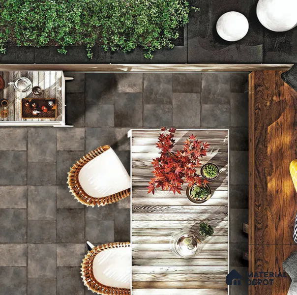 Stone Floor Tile TL 06832 Railey Rust 2 ft x 2 ft Matte Finish Anti Skid Vitrified Tile - 12 mm | 4 Random Design | Suitable for Balcony, Terrace & Coutyard