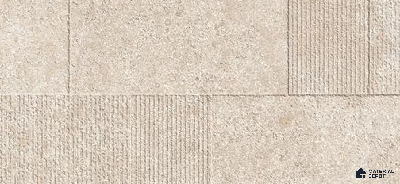 Beige Highlighter Wall Tile TL 06753 H Gravier Highland Drift Etch 5.2 ft x 2.6 ft Vitrified Carving Matte Finish - 9 mm | 4 Random Design | Suitable for Living Room, Bedroom, Bathroom