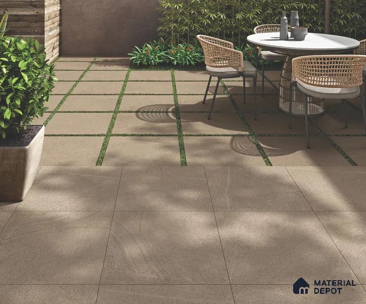 Stone Floor Tile TL 06817 B Parker Taupe 2 ft x 2 ft Matte Finish Vitrified Tile - 9 mm | 6 Random Design | Suitable For Bathroom, Terrace & Balcony