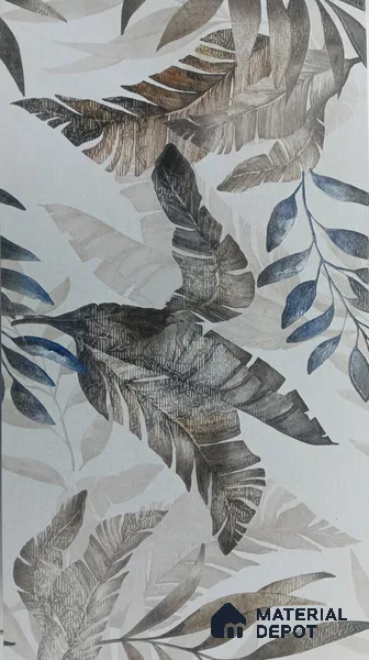 Tropical Wall Tile TL 06796 Stonewalk Motif 2 ft x 1 ft Grey Ceramic Matte Finish Highlighter Tile - 9 mm | Ideal for Living Room, Bathroom, Kitchen | Please Expect a Slight Variation of Pattern